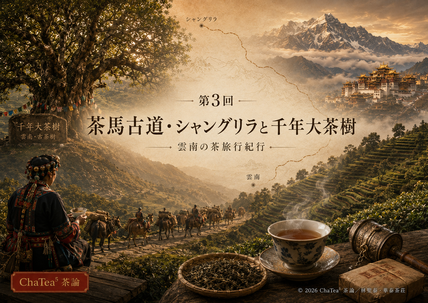 11月25日【WEBライブ講座】『ChaTea五代目 中国茶旅探検記』 第3回【茶馬古道・シャングリラと千年大茶樹〜雲南の茶旅行紀行】